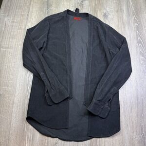 424 Corduroy Open Front Corduroy Cardigan Shirt Black Unisex Size S Small